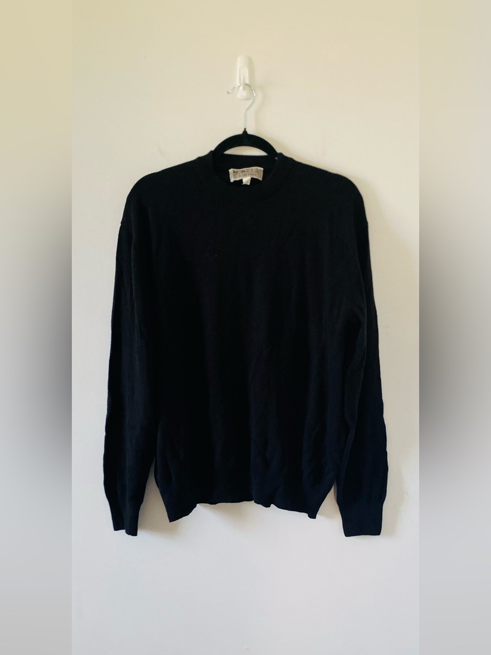 Vintage Mondo di Marco Italy Cashmere Blend Black Crewneck Sweater L / 52 EUC